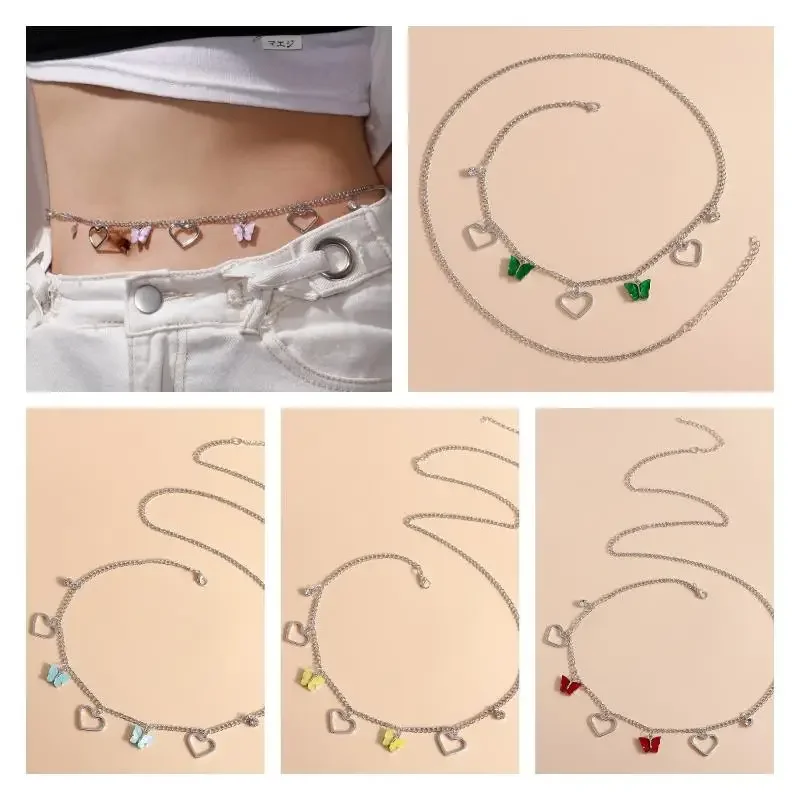 سلسلة خصر على شكل فراشة مجوفة على شكل قلب للنساء مجوهرات وإكسسوارات الحفلات هدايا