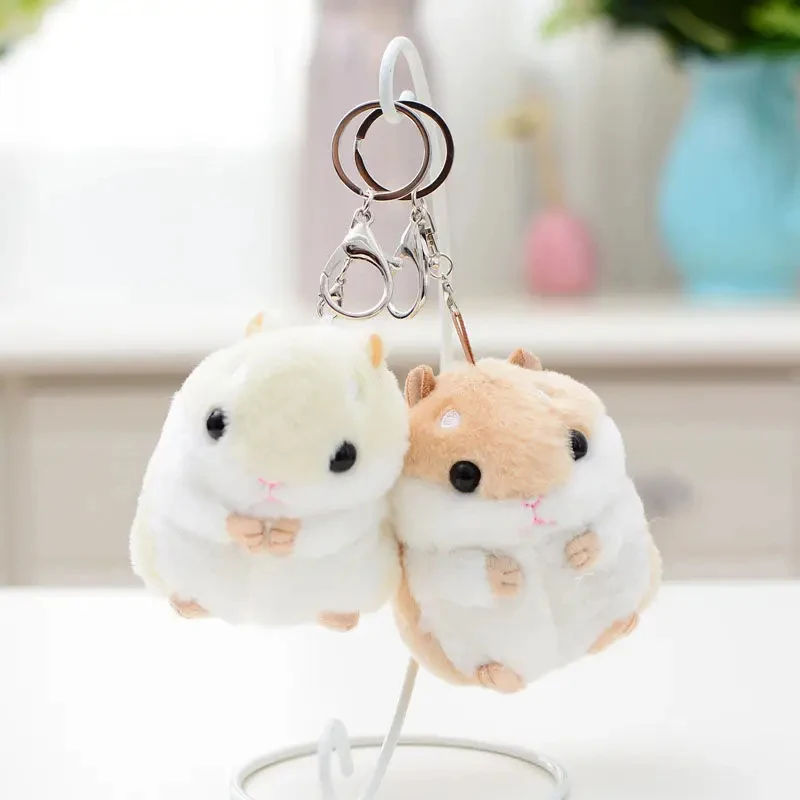 Plush Doll Keyrings Animal Children Toys Key Chain Stuffed 10cm Hamster Kawaii Dolls Kids Child Christmas Gifts Bag Pendant