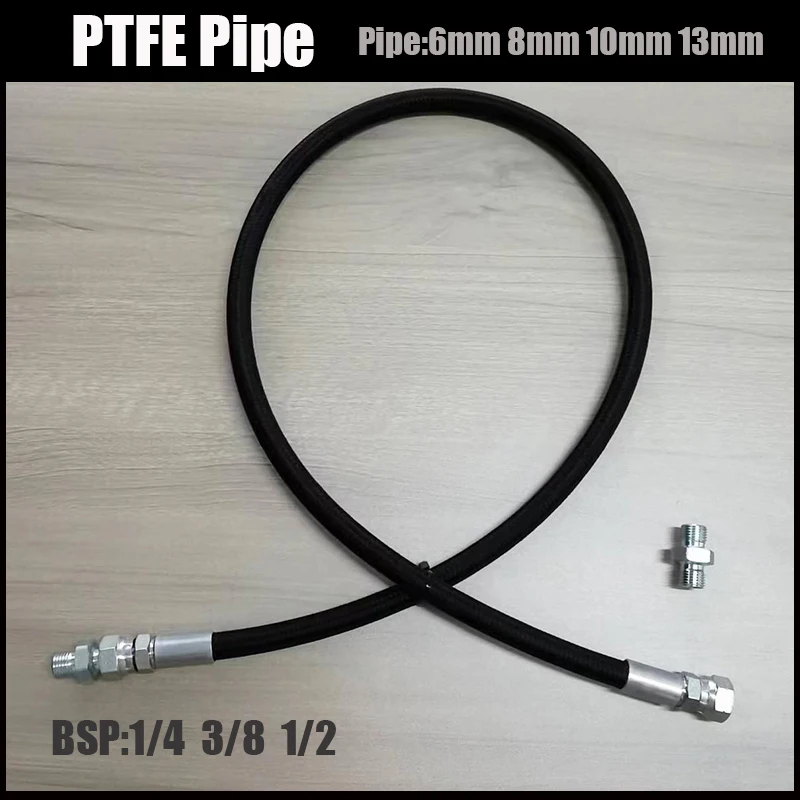 

PTFE Oil Fuel Hose NYLON Braided Pipe BSP1/4" 3/8" 1/2" Car Fuel Oil Line Oil Cooler Hose High Temperature Corrosion Resistan