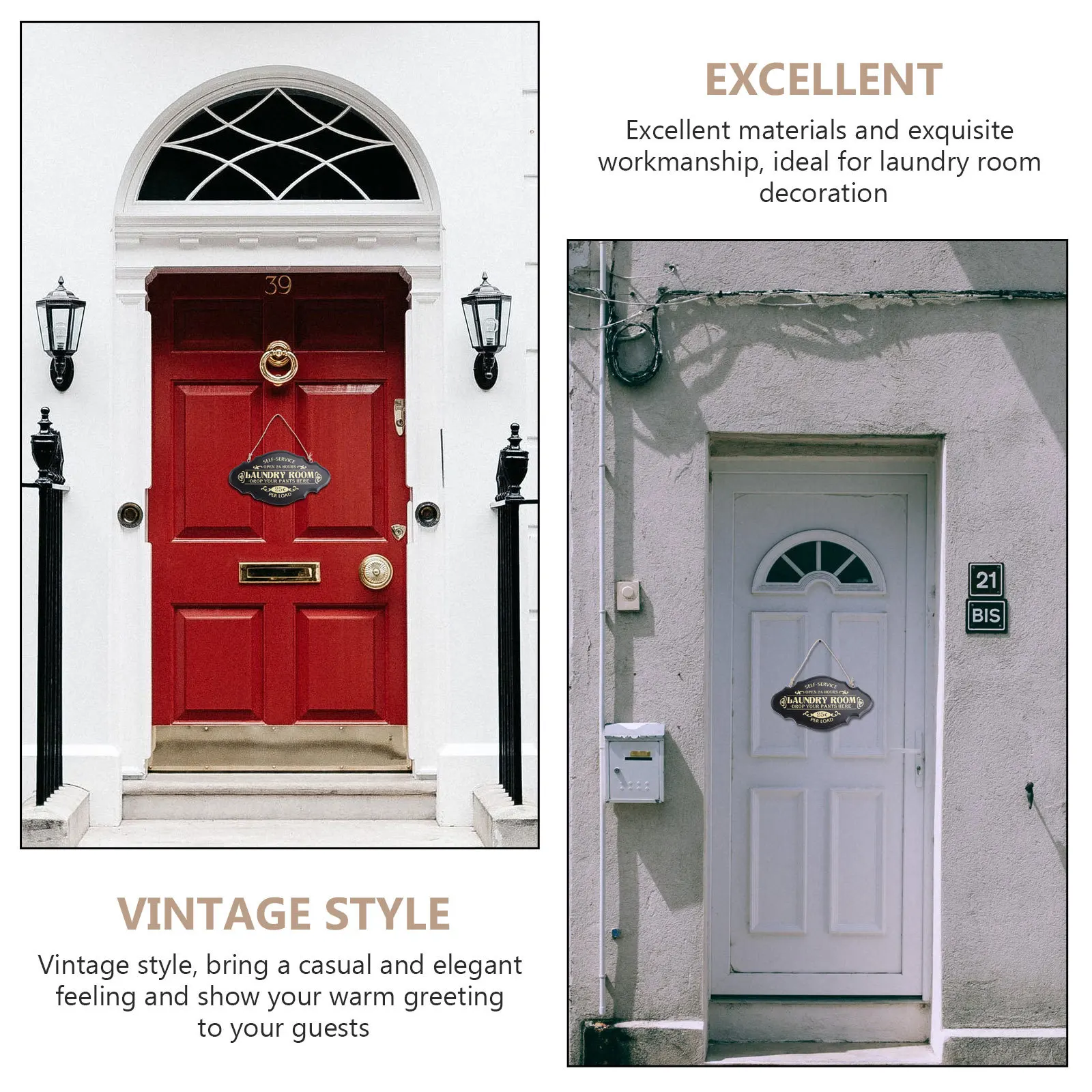 

1Pcs Room Hanging Sign Wooden Plaque Rustic Dry Cleaning Shop Door Decoration for Hotel College