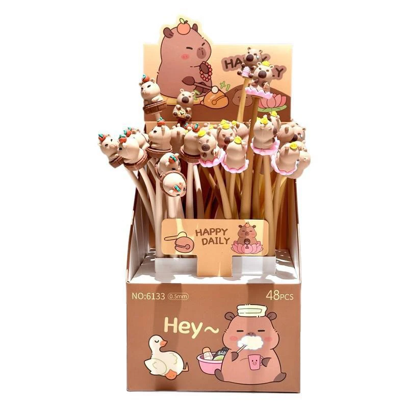 1/5Pcs Cute Funny Capybara Animals Gel Pens Cartoon Fashion Soft Signature Pen School Office Supplies Student Stationery Gifts