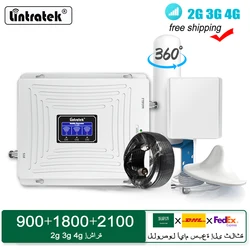 Lintratek tri band مقوي شبكه 900mhz مقوي انترنت DCS 1800 WCDMA 2100mhz مقوي شبكة الهاتف 0 gsm 2g 3g 4g مقوي شبكة الهاتف الجوال