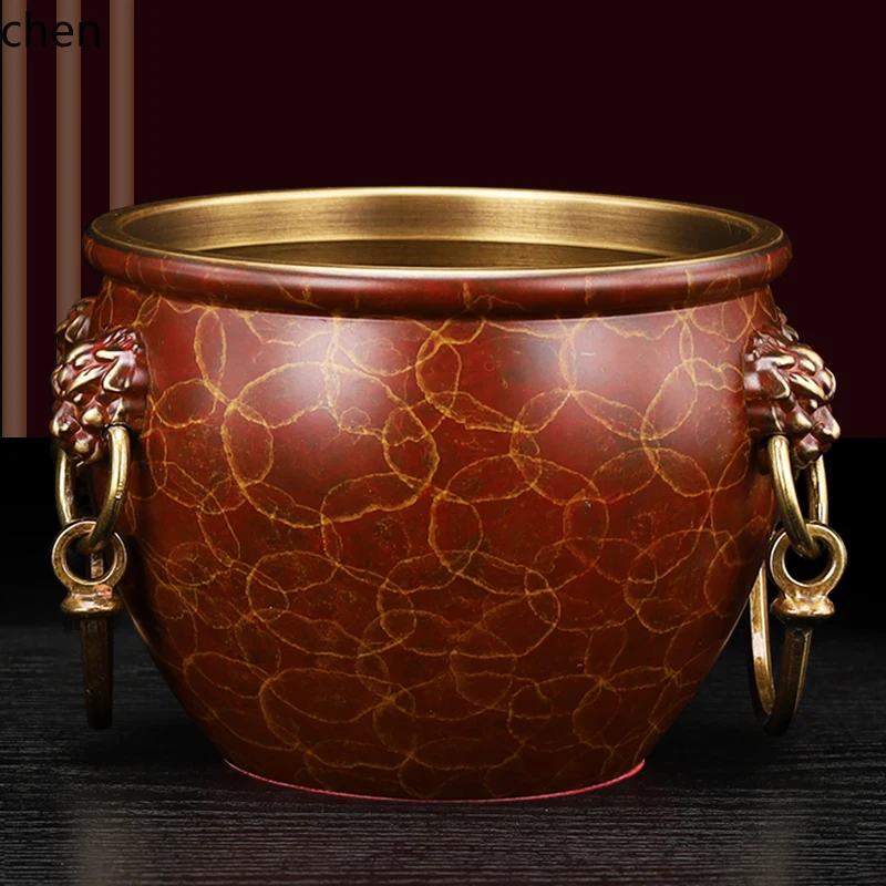 pure copper cornucopia Forbidden City copper cylinder Jucai Wangcai copper incense burner decorative ornament