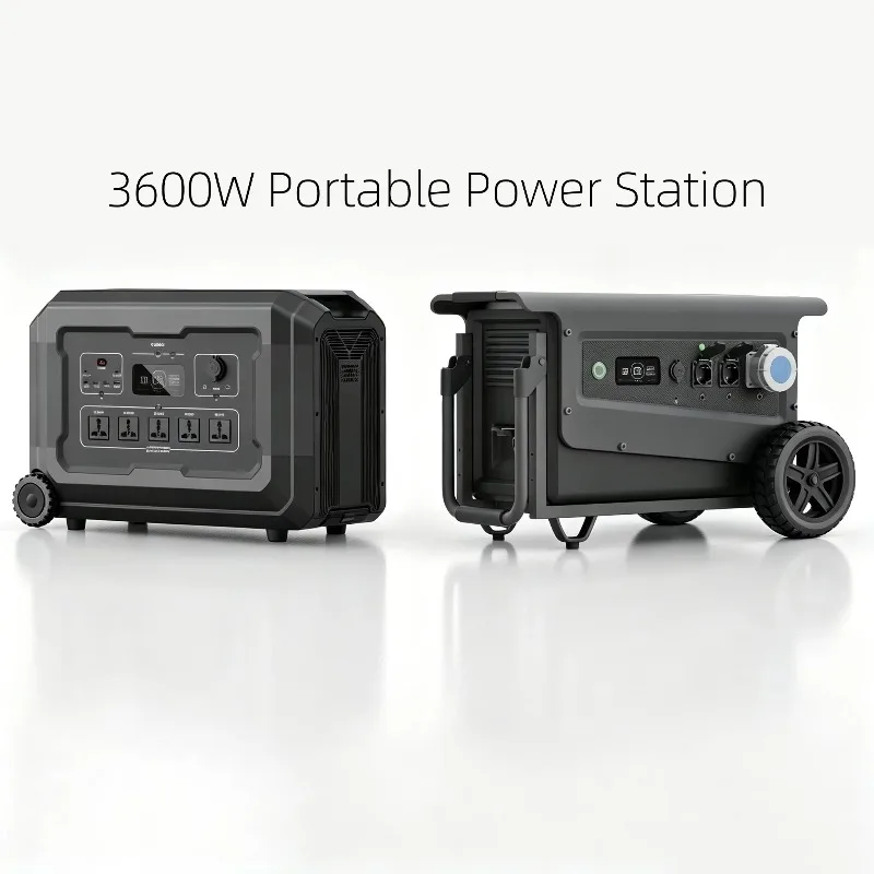 3600W Pure Sine Wave Portable Power Station Battery with Built-in MPPT Solar Generator 220V Home Emergency