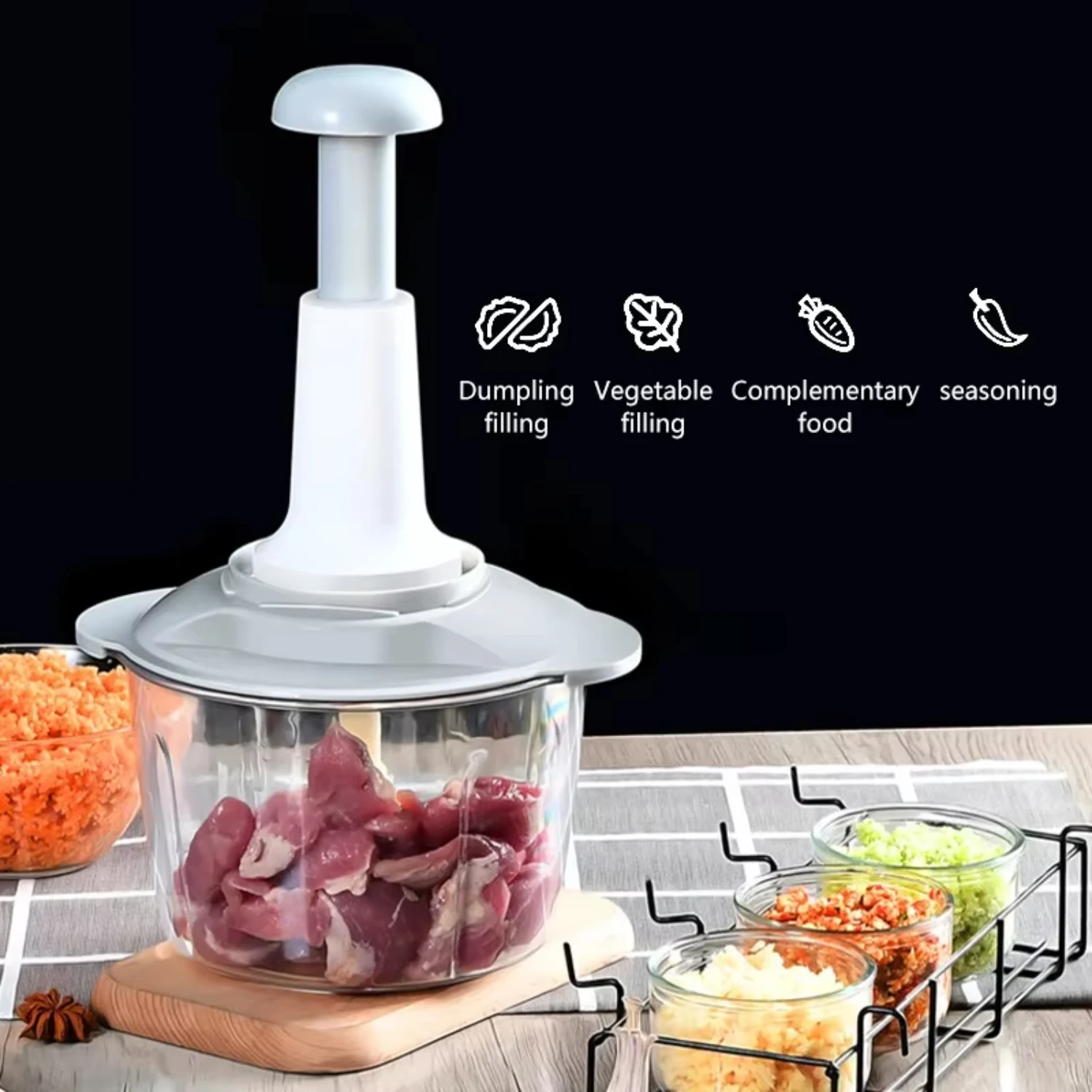 Manual Vegetable Grinder Press Garlic Meat Cutter Kitchen Food Processor Multifunction Tool