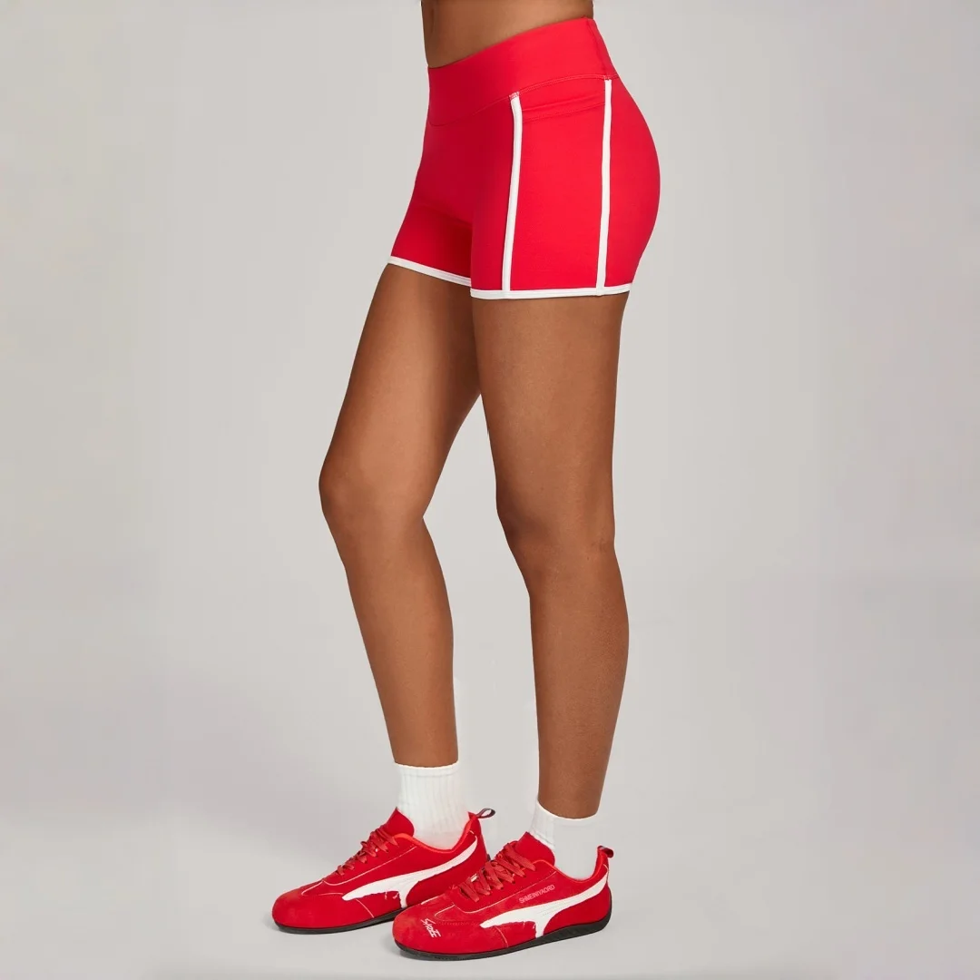 

Seamless Color Block Side Pocket Yoga Shorts High Waist Hip Lift Sports Shorts Women's Outdoor Running Fitness Gym Yoga Shorts