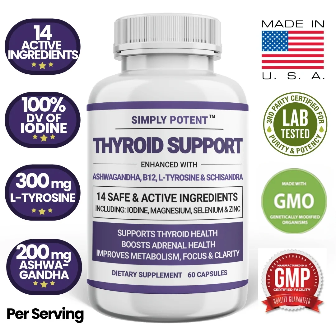 Thyroid Support and Adrenal Support Supplements for Energy, Metabolism, Weight Loss, Cortisol Balance, Stress and Fatigue Relief