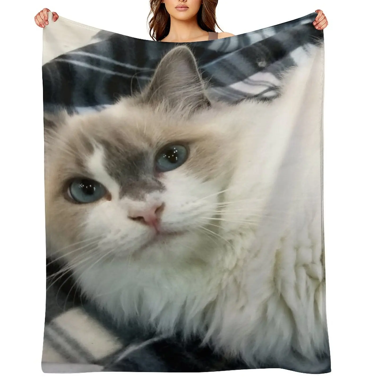 

Ragdoll Cat Beauty Throw Blanket Picnic cosplay anime Sleeping Bag Polar Blankets