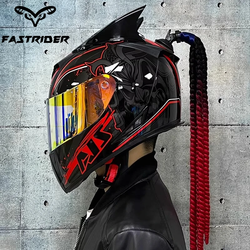 Motorcycle Unisex Full Helmet Electric Bicycle Summer Double Lens Running Helmet Four Seasons Bluetooth Size S-2XL