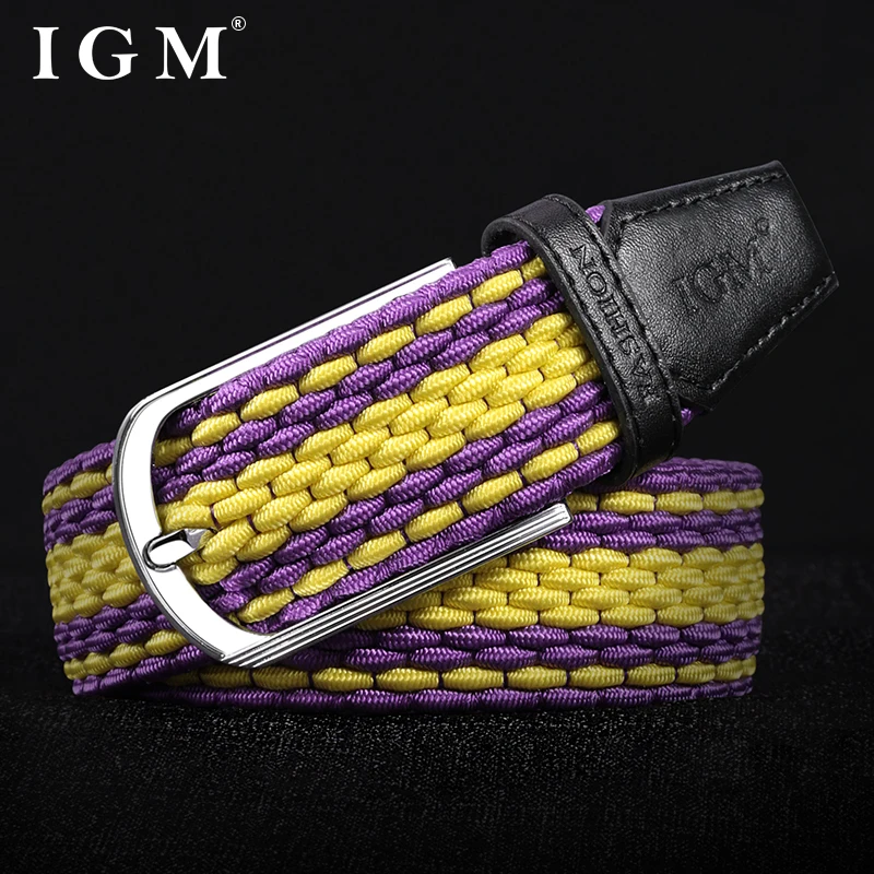 Men Women Stretch Belt For Unisex Knitted Braided Metal Pin Buckle Male Canvas Pants Jeans Elastic Belt