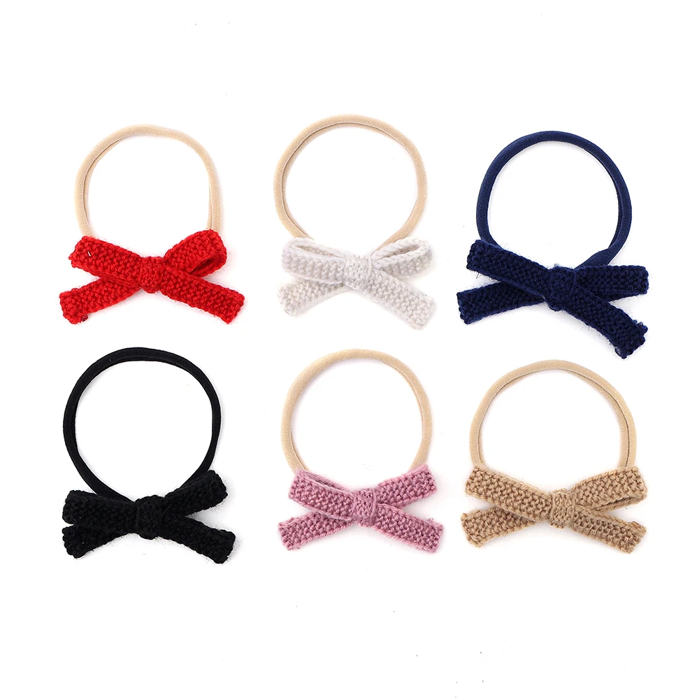 A19 001F Wool Knit Hair Bows Cute Hairpins Girls  Hair headband Barrettes Solid Clip Kids Headwear Fashion Hair Accessories