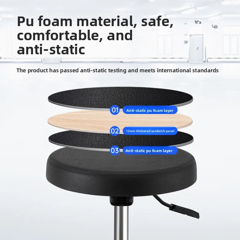 Tabouret de bar rotatif antistatique, chaise de travail pour atelier sans poussière, idéal pour l'école