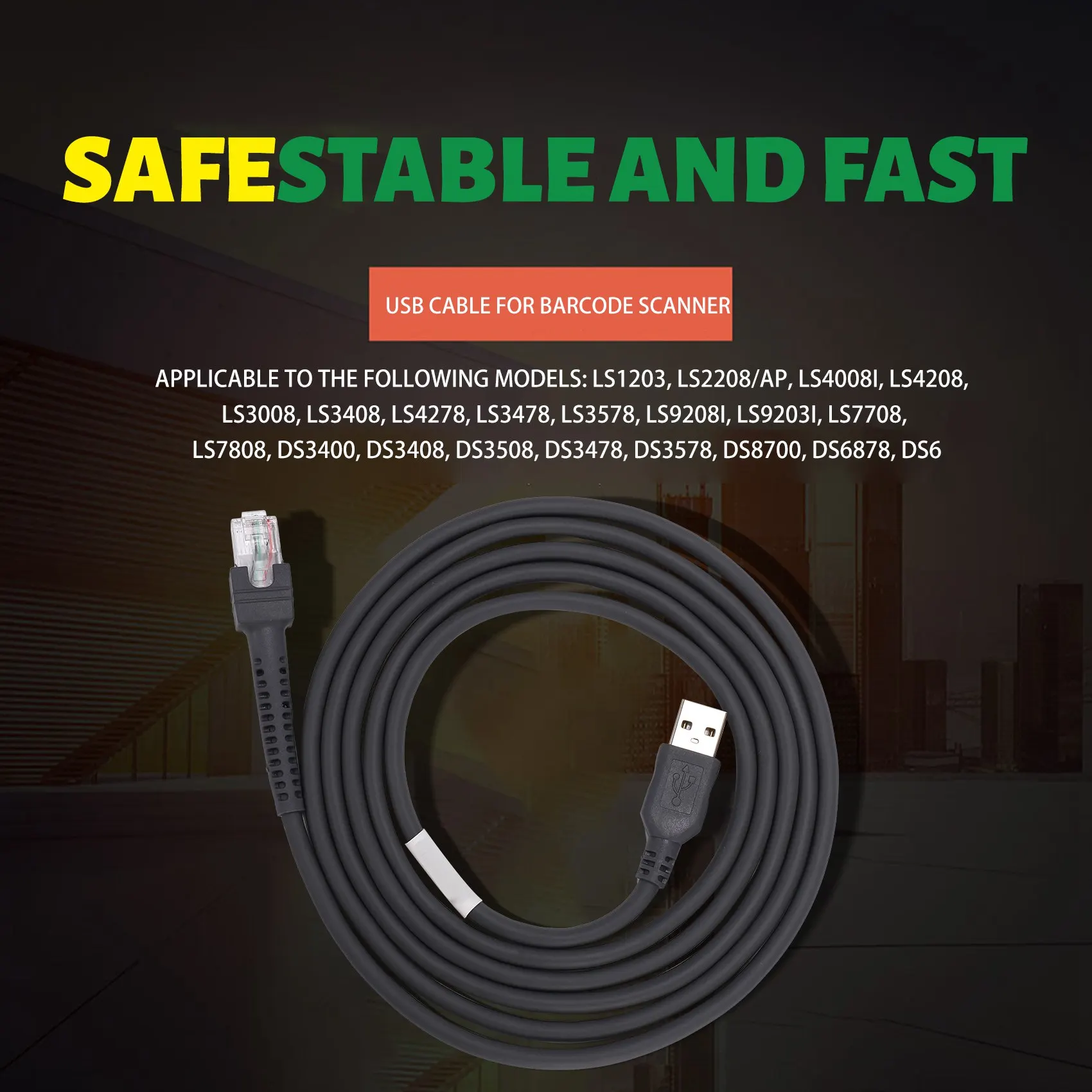 Кабель для передачи данных сканера LS2208 AP LS4208 DS9208, сканер штрих-кодов, USB-порт, кабель для передачи данных