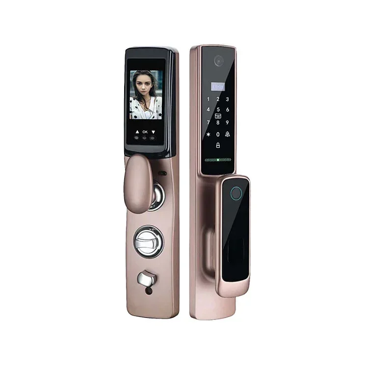 Camera Fingerprint Password Smart Door Lock Security Anti-Theft Lock With Peephole Video Camera