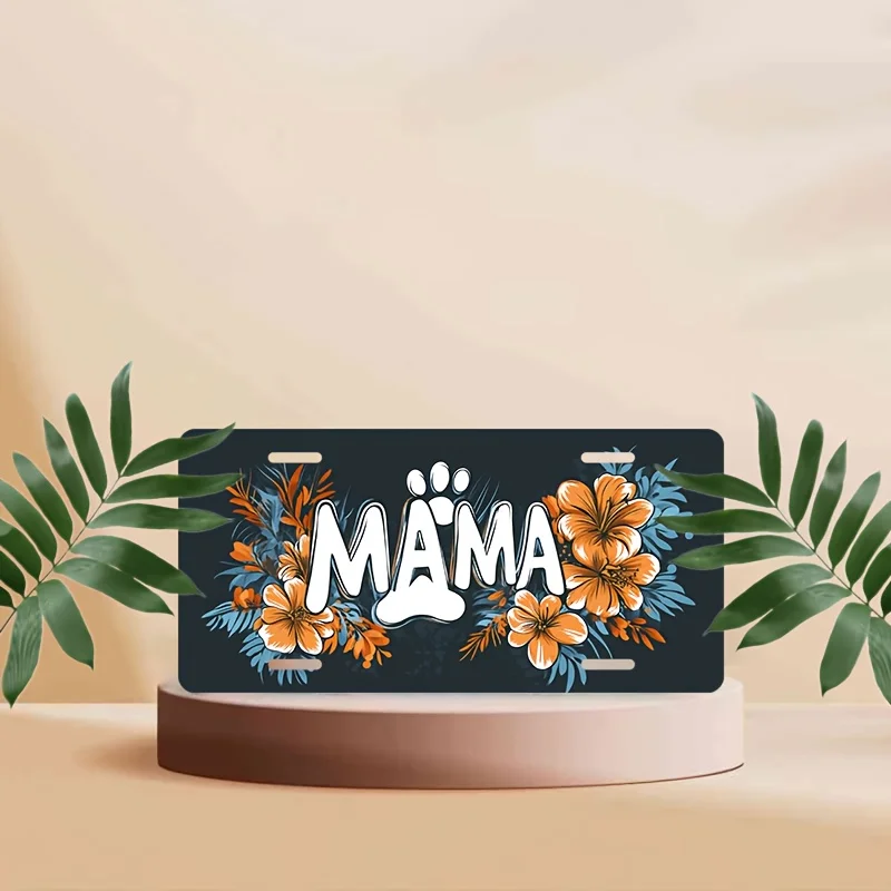 1pc Waterproof Aluminum License Plate Frame & Cover Set with Floral MOMMA Design - 30.48cm x 15.24cm Durable Metallic Finish, Sc