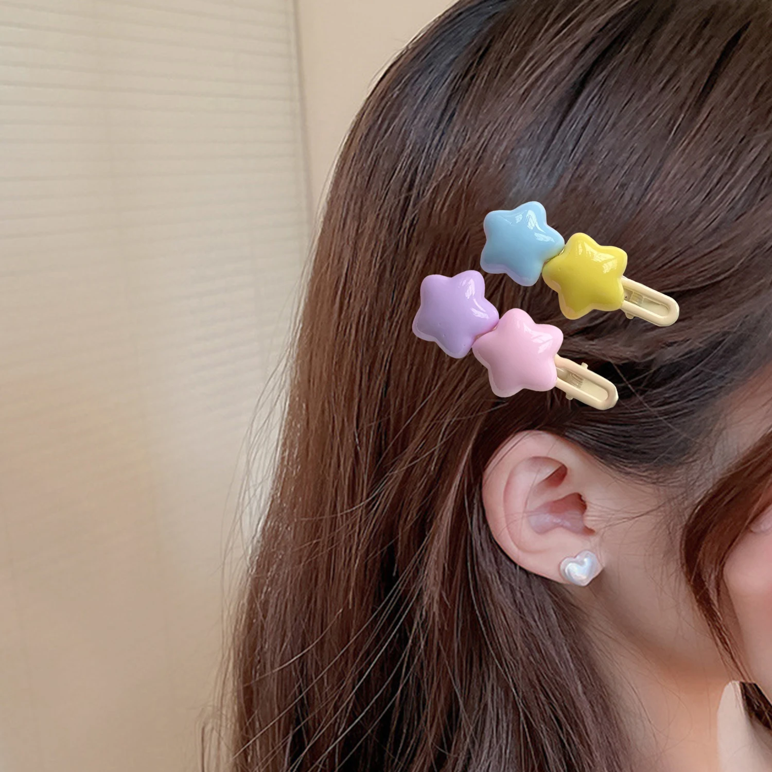 Lovely Creative Hair Clip Widely Used Sweet Hairpin Plastic Children's Hairpin Selected Materials Girl's Hairpin Star