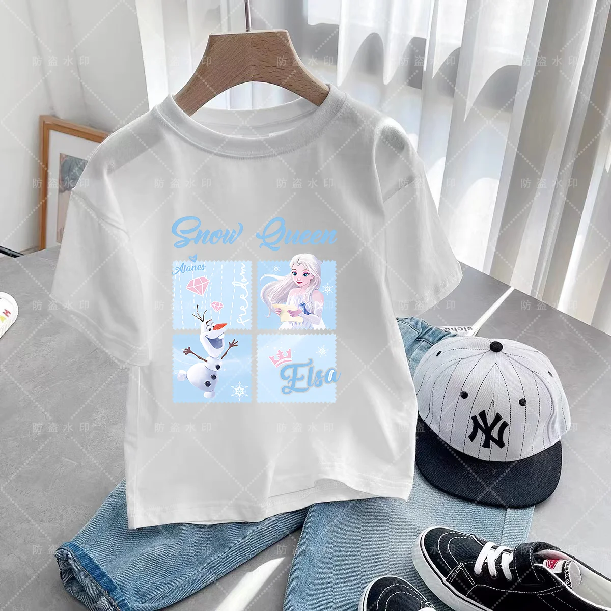 Disney 2024 Girl Summer Clothes cartoni animati Kawaii Princess Animated T Shirt Caricature Disney Kawaii Cartoons Princess children's