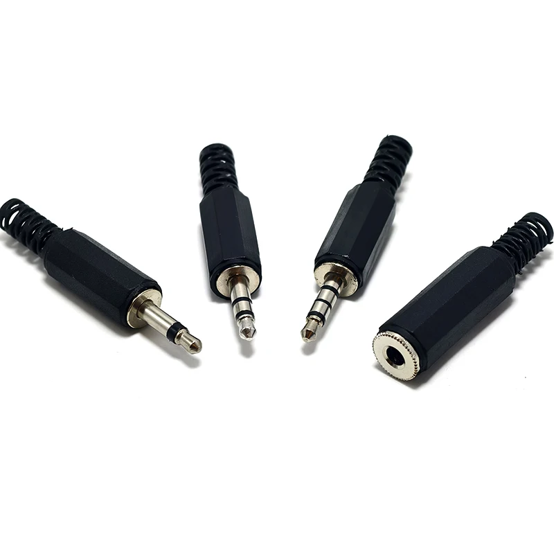 3.5mm Audio Plug Connector Black Plastic Shell 2 3 4 Pole Male Female Headphone Jack DIY Repair Audio Cable Replacement Adapter