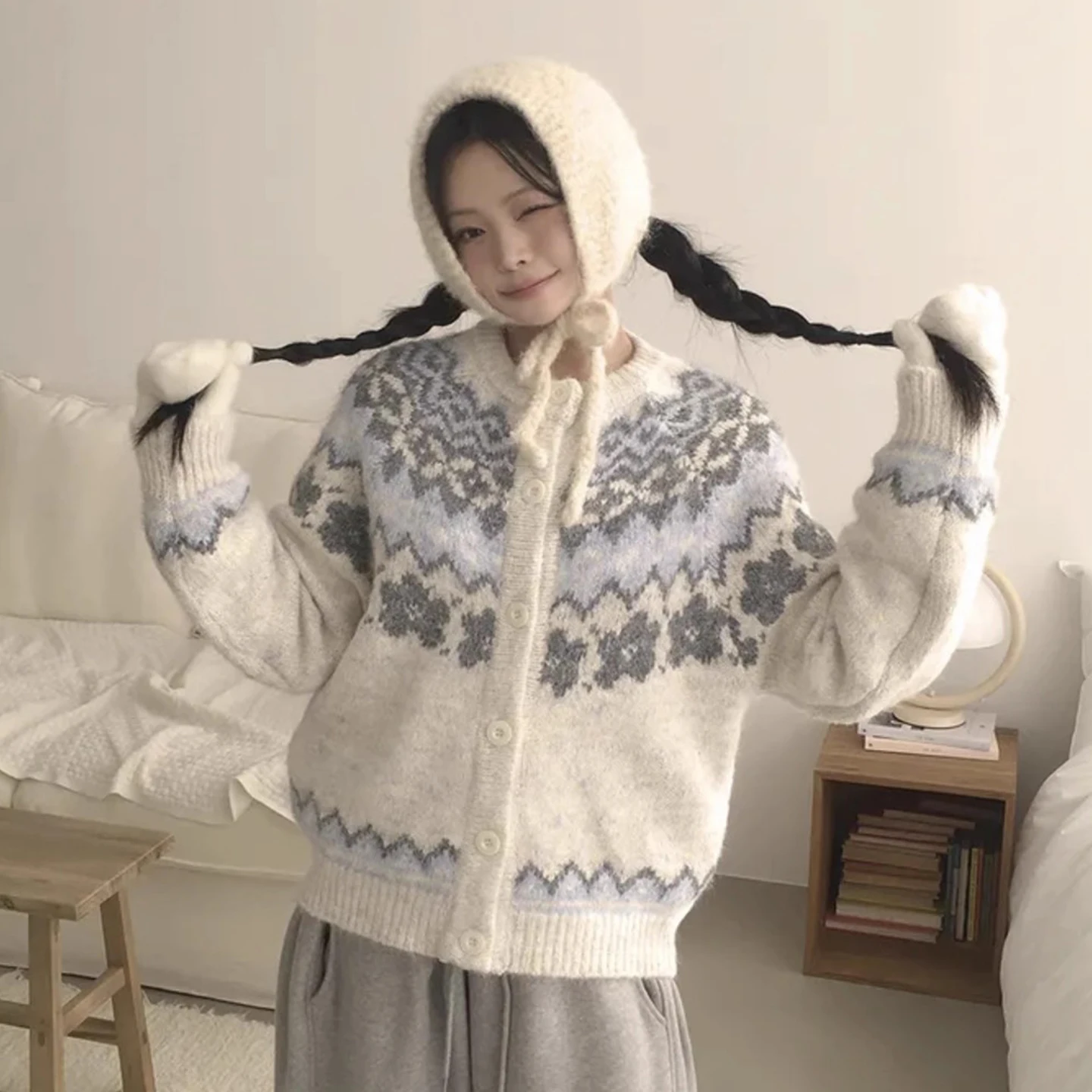 السيدات لينة مريحة محبوك سترة معطف اللون Blo زر واحد شتاء جديد Sle تخفيف Sle فضفاضة تناسب طويلة Sve جولة Ne