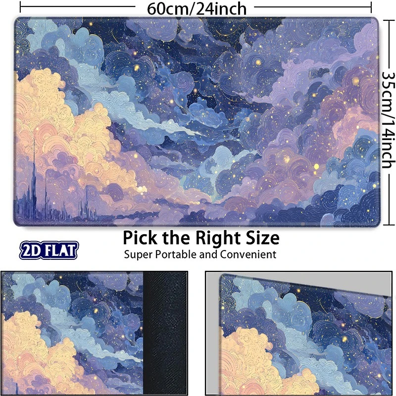 Game mat with starry sky and nebula pattern. Compatible with TCG/CCG card games. Suitable for card battle tabletop decoration