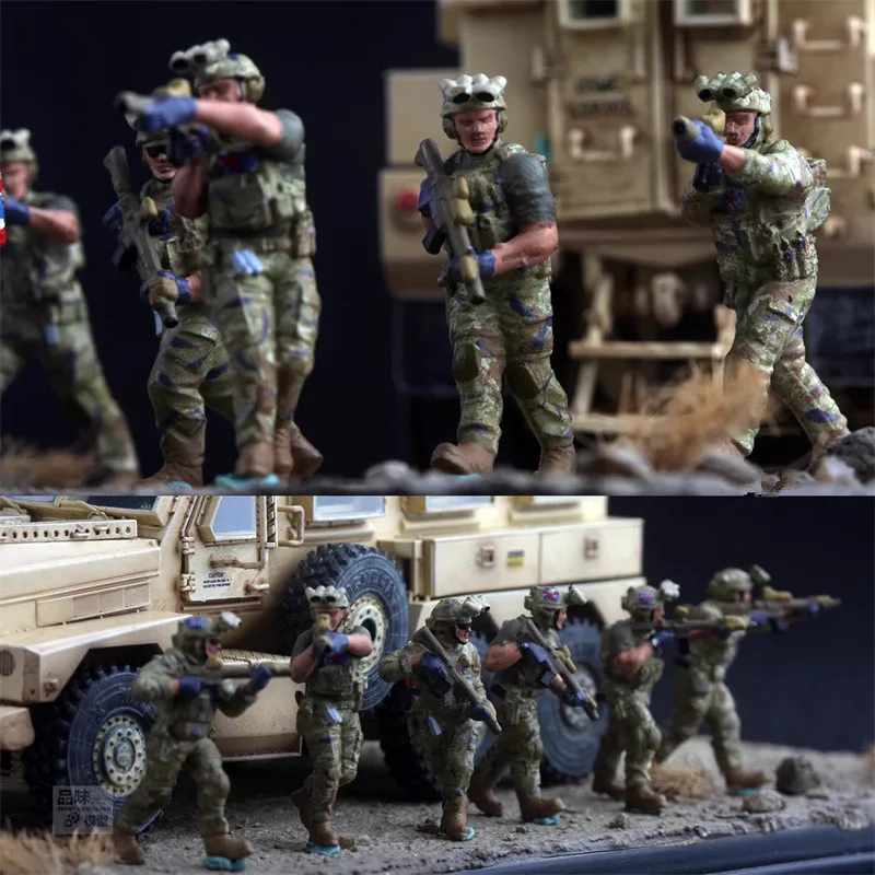 Nowy Model 1:72 6 Sztuk Brytyjski Specjalny Drużyna Powietrznodesantowa Żołnierz Figurka Akcji Zabawki DIY Scena Akcesoria Ekspozycyjne
