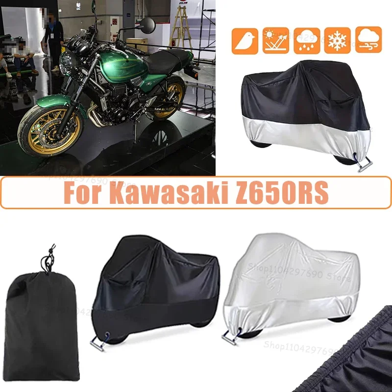 210D Oxford Motorcycle Cover Waterproof All Season UV Protection For Kawasaki Z650RS Anti-Tear Windproof Motorbike Cover