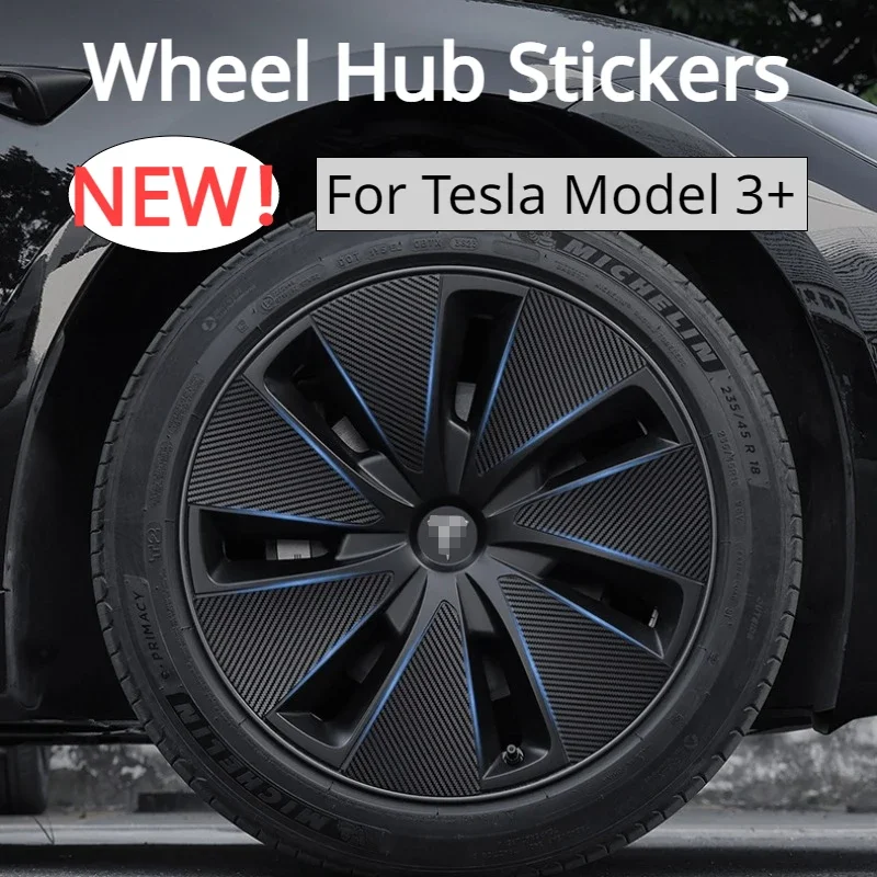 For Tesla Model 3 Highland 2024 Car Wheel Tire Hub Cover Sticker Trim PVC Protective Film Carbon Fiber Exterior Replacement