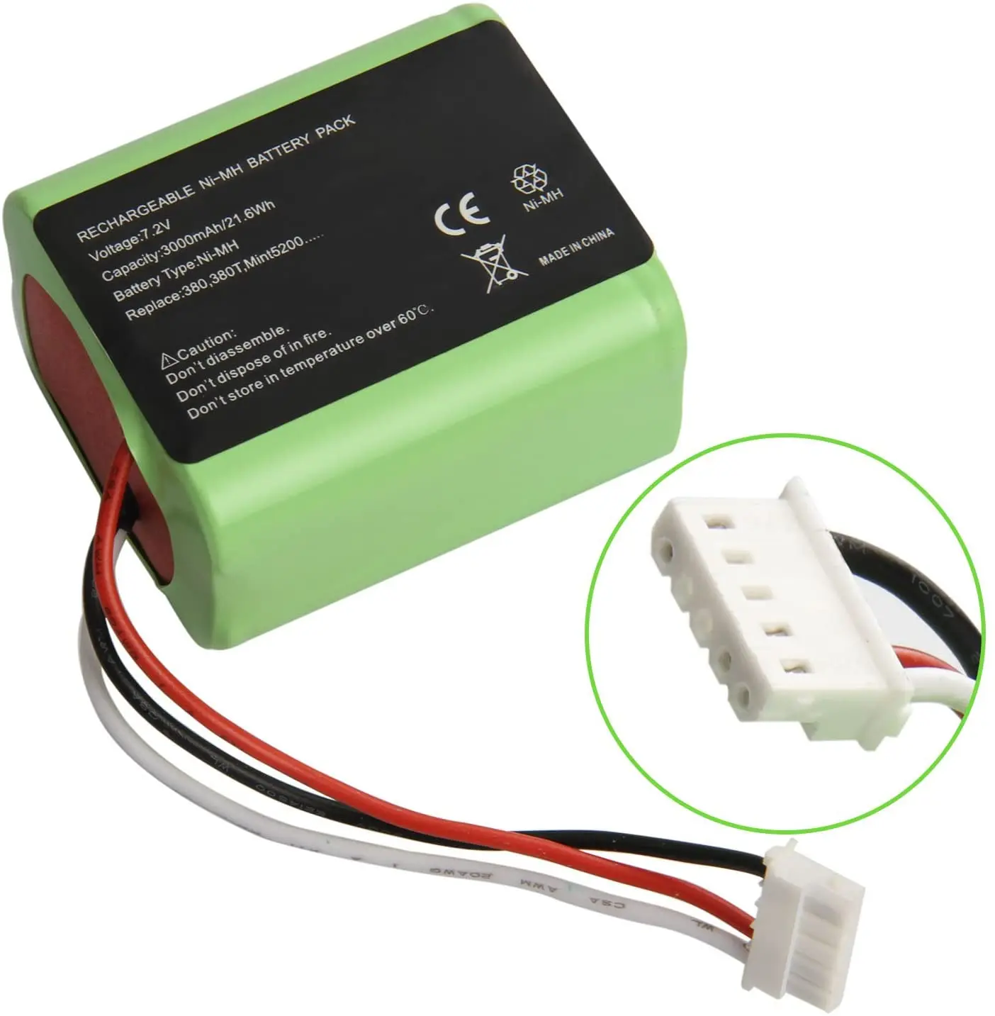 IRobot 380T o dużej pojemności 3000mAh 7.2 V akumulator do iRobot Braava 380 380t 390T Mint5200 5200B 5200C NI-MH roboty do mopów podłogowych