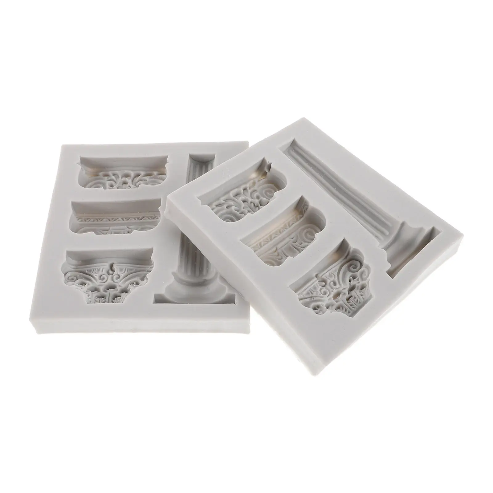 2Pcs Roman Pillar Silicone Cake Decorating Mold Heat Resistant Non Deforming Marble Style Column Fondant Mold for Cupcake Topper