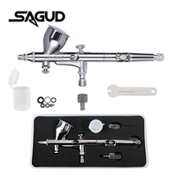 SAGUD Dual Action Gravity Airbrush with Wrench Connector and O-Ring Replacement Accessories Tools for Models Cake Painting