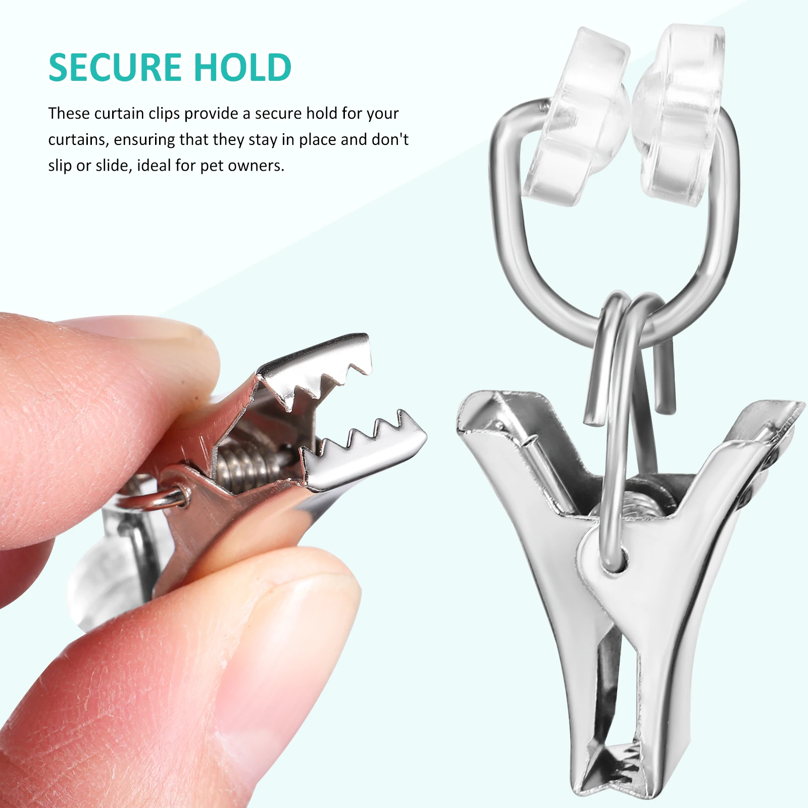 

50pcs Rustproof Curtain Clips Smooth Gliding Pulley for Drapes Secure Hold Ceiling Hooks Swivel Track Runners