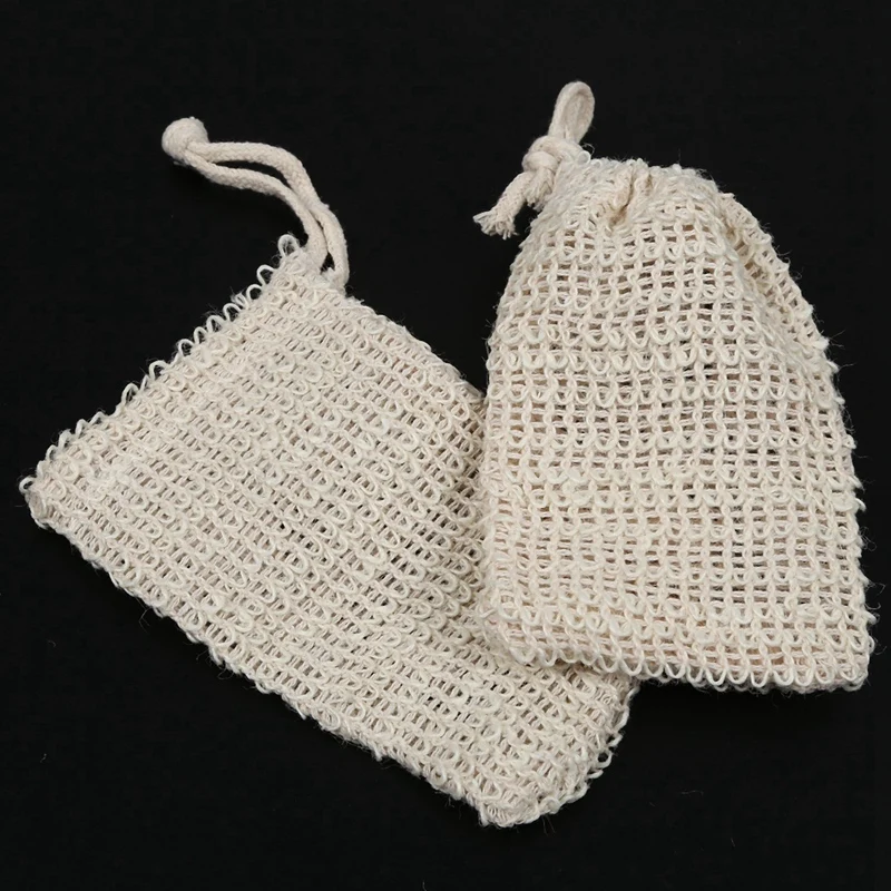 천연 사이잘 비누 가방, 각질 제거 비누 보호기 파우치, 거치대 20 팩