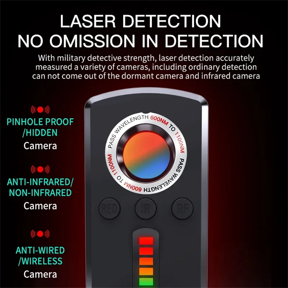 Profissional Anti Camera Detector, Bug Detector, Spy Camera Device Finder, Áudio GSM, WiFi Cam Locator, Scanner de sinal sem fio