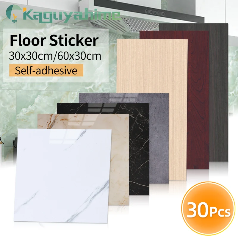 Kaguyahime 30pcs/Lot 30*60cm/30*30cm PVC Floor Stickers Self-adhesive Imitation Marble Wall Stickers Waterproof Bathroom Decals