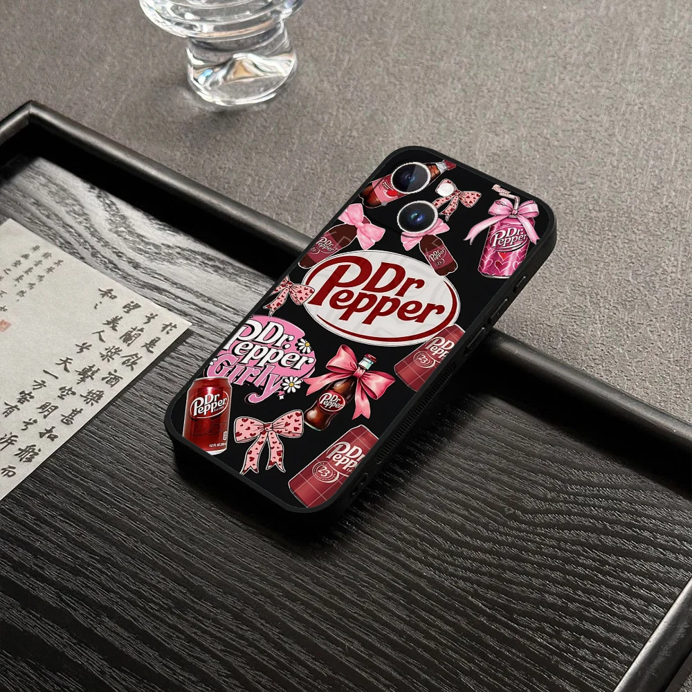 الكرز شرب D-Dr-P-Pepper جراب هاتف آيفون 16 15 11 13 14 برو ماكس 7 8 زائد X Xr Xs ماكس 12 البسيطة غطاء قذيفة سوداء #6