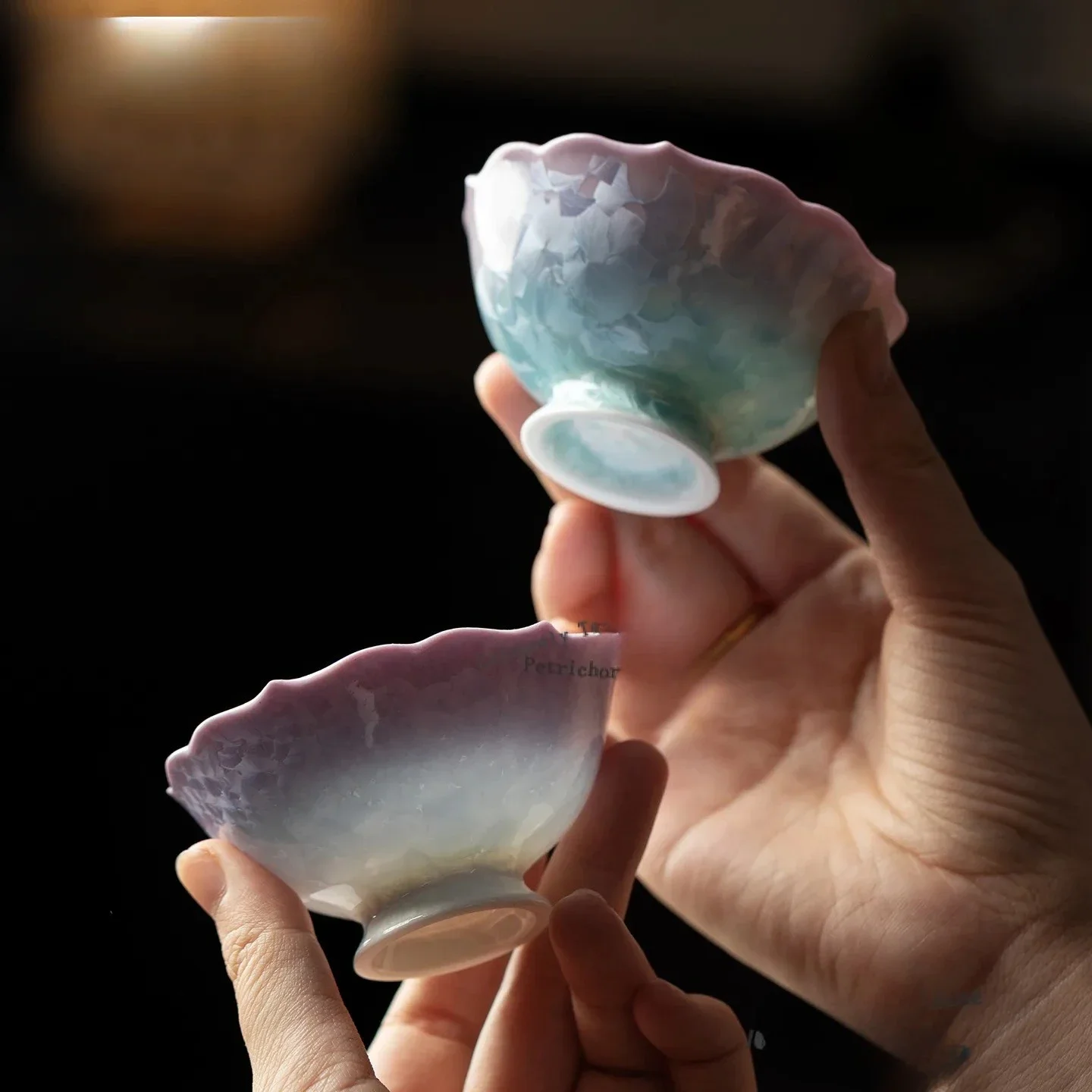60ml Crystal Glaze Teacup Handmade Tea Bowl Tea Pair Tea-tasting Smelling Cup Jianzhan Master Cups Tea Services Supplies Craft