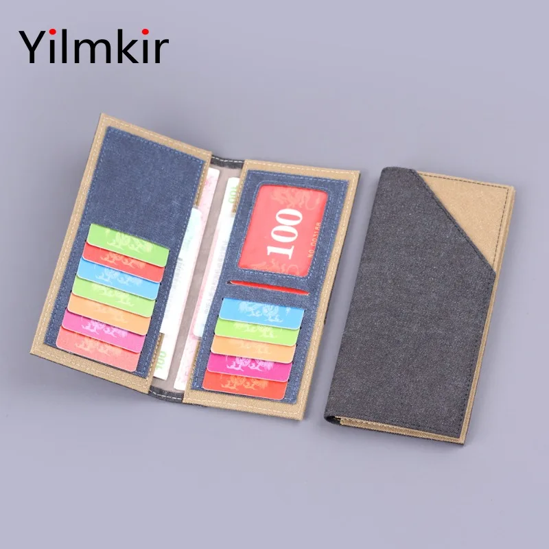 

Denim Men's Wallet Long Canvas Men's Purse Simplicity Large Capacity Multifunctional Thin Suit Bag Multi Card Slot ID billfold