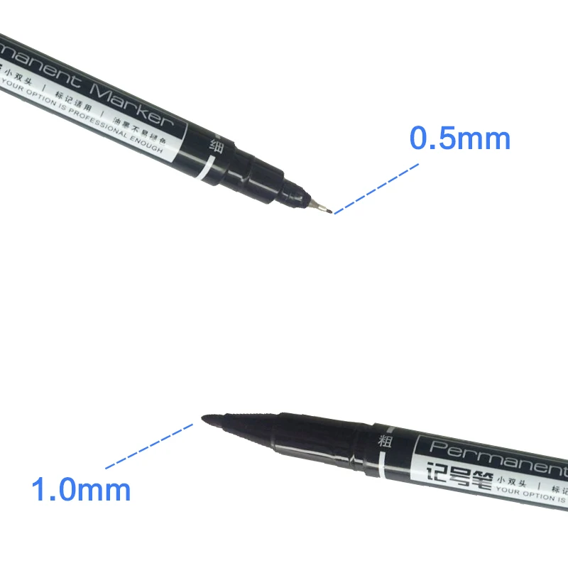 1/3 unids/set marcadores permanentes de doble punta, punta fina, tinta (negro, azul, rojo), papel de 0,5mm-1mm CD marcado de pintura de tela de vidrio