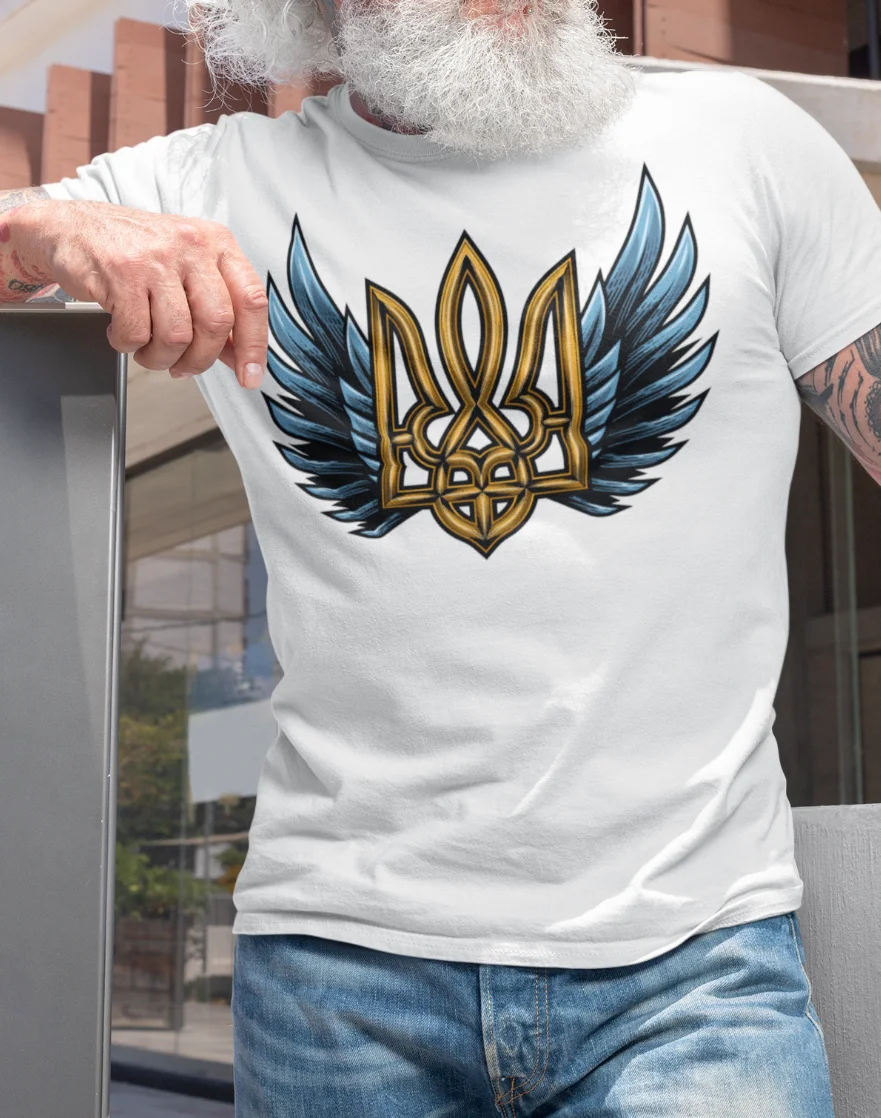 

Ukraine Takes Off. Ukrainian Trident Wings T Shirt. Short Sleeve 100% Cotton Casual T-shirts Loose Top Size S-3XL