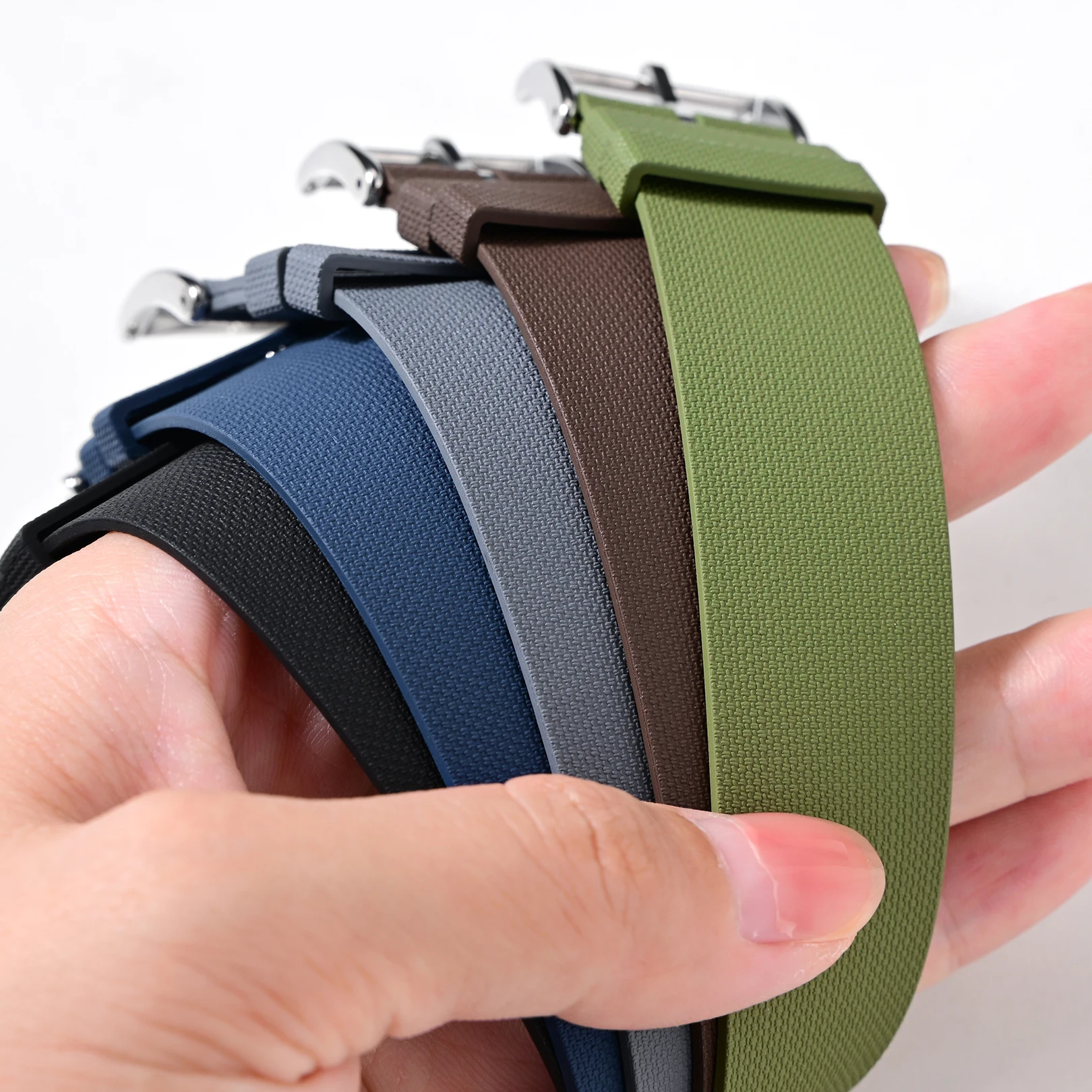 Fluoro Rubber Strap 20mm 21mm 22mm One Piece FKM Military Men Sport Watch Band for Seiko Omega Rolex Diving Universal Bracelet