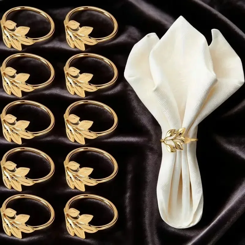 1-12PCS Gold Alloy Napkin Rings Reusable Smooth Edge Easy Clean Table Decoration for Wedding Party Holiday Dinner Banquet