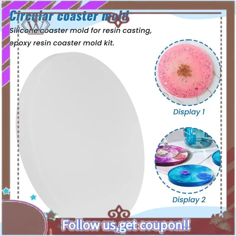 ABBG-Silicone Coaster Molds For Resin Casting,Epoxy Resin Coaster Molds Kit Including 8 Pcs Coasters And 2 Pcs Holders Molds
