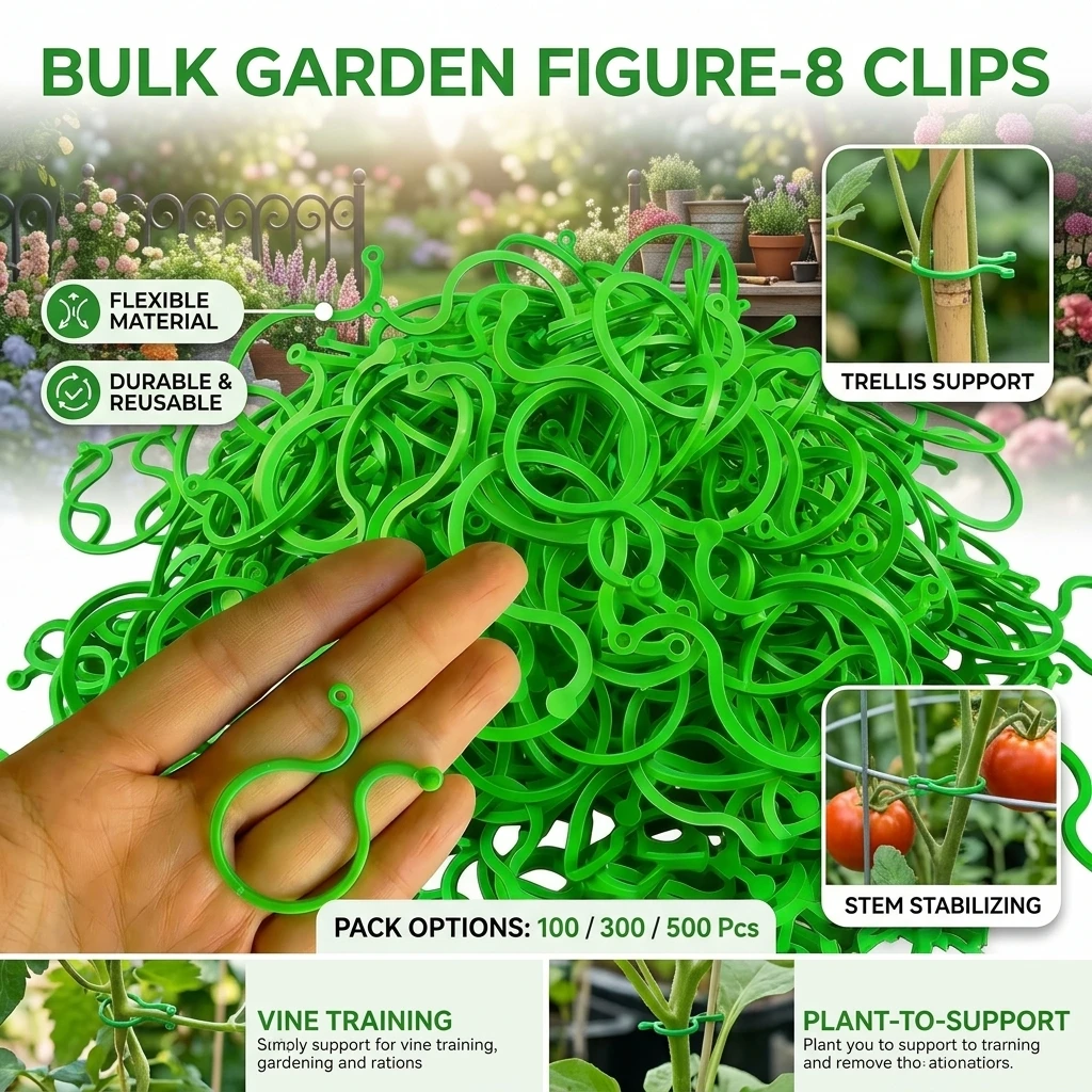 100/300/500Pcs Plastic Garden Vine Strapping Clip Tie Plant Bundled Buckle Ring Garden Tomato Grapevine Hook Plants Support Tool