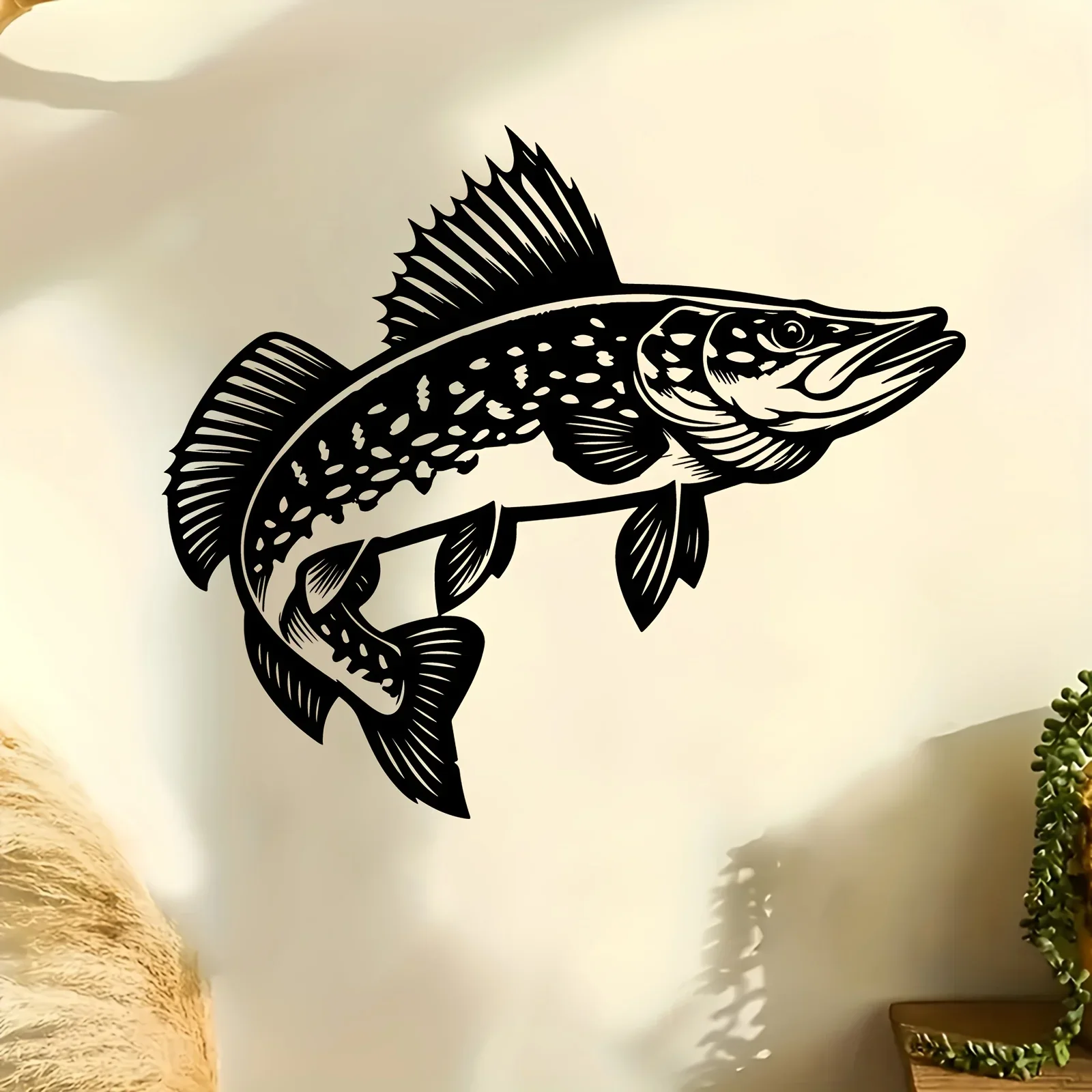 Pike Fish Metal Wall Art, Rust‑Resistant Patio Garden Decor, Fishing Theme Gift for Anglers