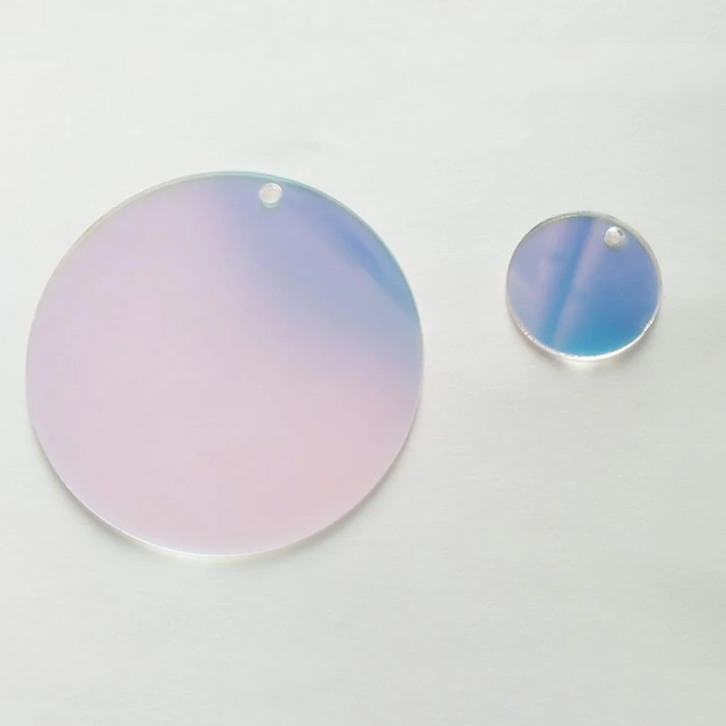 

10pcs/lot Acrylic Round Circle Earrings Accessory Rainbow Colorful Mirror Acrylic Disc With Hole