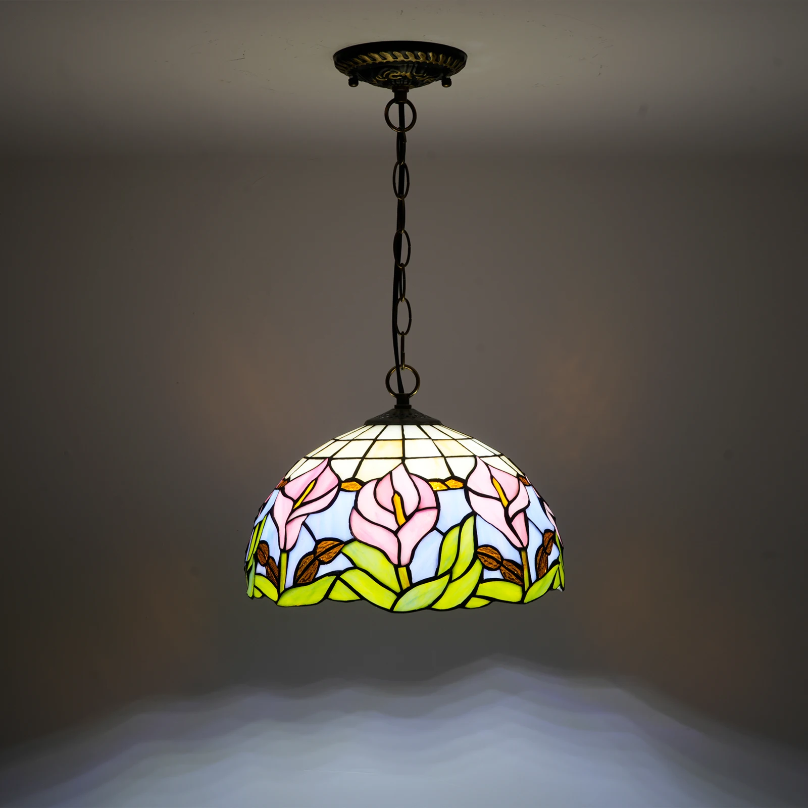 

Современный подвесной светильник из витражного стекла, фиолетовый цветочный винтажный светильник для столовой, гостиной, кухни, домашнего декора.