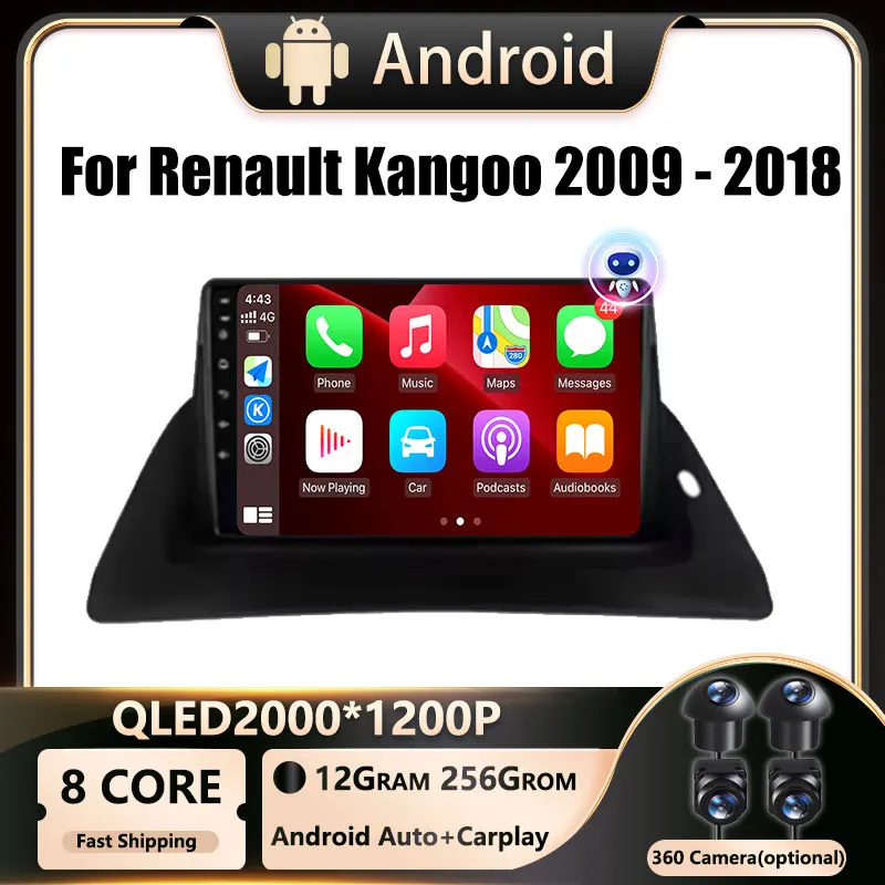 Android OS For Renault Kangoo 2009 - 2018  CarRadio Multimedia Video Player GPS Carplay QLED Screen Auto Stereo DVR 4G WIFI 5G