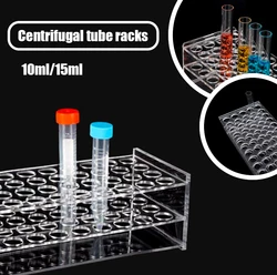 1Pcs 10/15ml 40holes Plexiglass Holder Organic Glass Test Tube Stand Vents Hole Clear Organic Glass Test Tube Rack Centrifuge