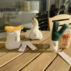 Ins Vegetable Plush Zipper Storage Bag Pendant Doll Keychain Cute Cartoon Garlic Shallot Travel Snack Bag Key Ring Decor