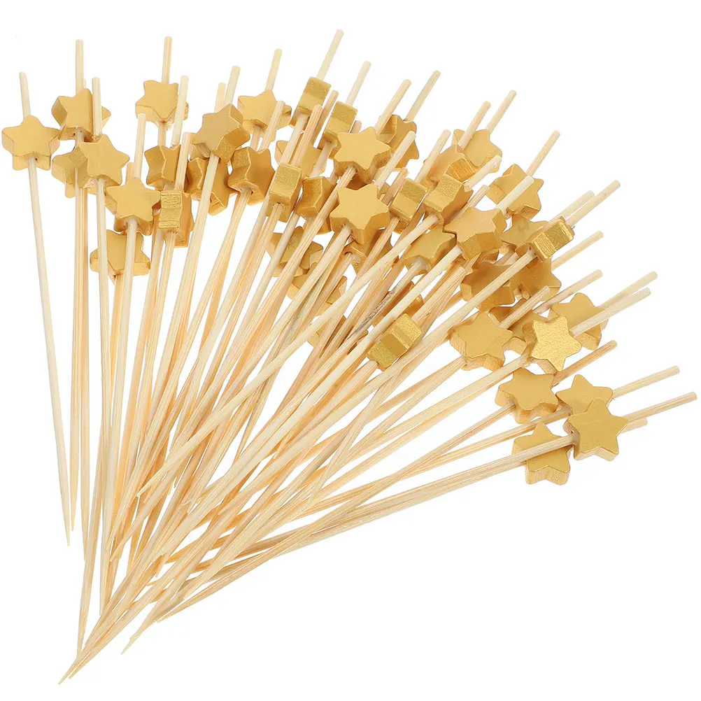 

Bamboo Cocktail Picks Fruit Sticks Party Appetizers Fruits Food Forks Disposable Snack Toothpicks Bamboo Sticks